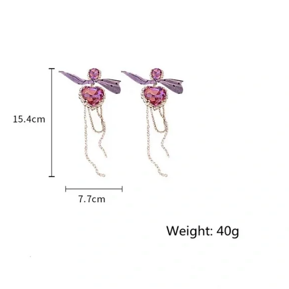 ⭐️ Big Purple Heart Crystals Earrings - Picture 5 of 5